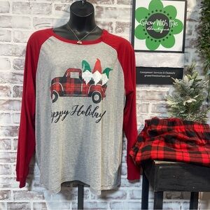 Plaid Truck Print Pajama set - Red and Gray